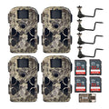 32MP Trail Camera (4-Pack) with Tree Mounts, No-Glow Flash, 100-Ft. IR Range, Kryptek Camo Bundle with Holder, 32GB Card, and Card Reader I54321