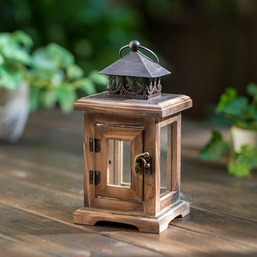 Brown Wooden Candle Holder Lantern F13998