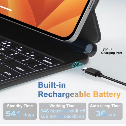 iPad Keyboard Case for iPad Air 13 Inch (M2) 2024, for iPad Pro 12.9 Inch (6th, 5th, 4th, 3rd Gen), with Multi-Touch Trackpad, Backlit Keys P35854