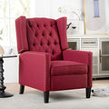 Red Tufted Fabric Wingback Recliner Sofa Chair with Adjustable Backrest H54425