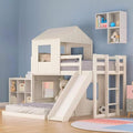 White Twin Over Full Size Wooden Bunk Beds with Slide M459883