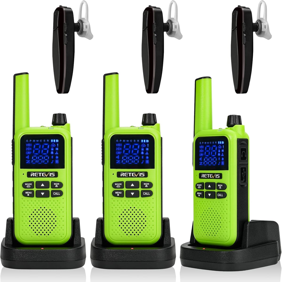 Bluetooth Rechargeable Two Way Radio 1400mAh 3Pcs H49011