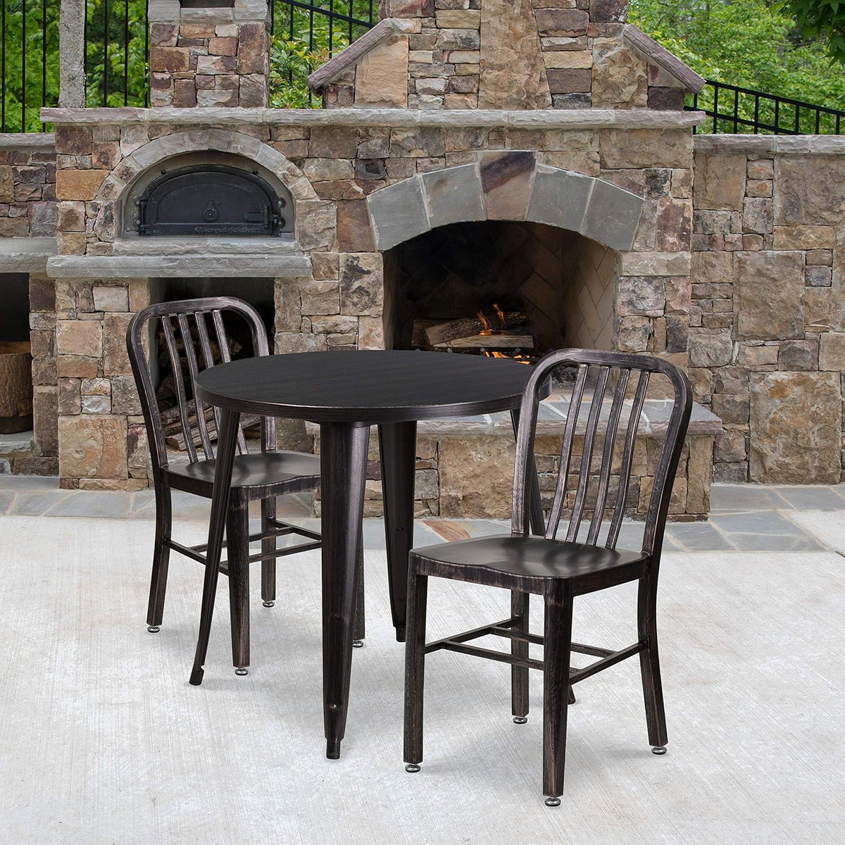 30 Round White Metal Indoor-Outdoor Table Set with 2 Chairs U285