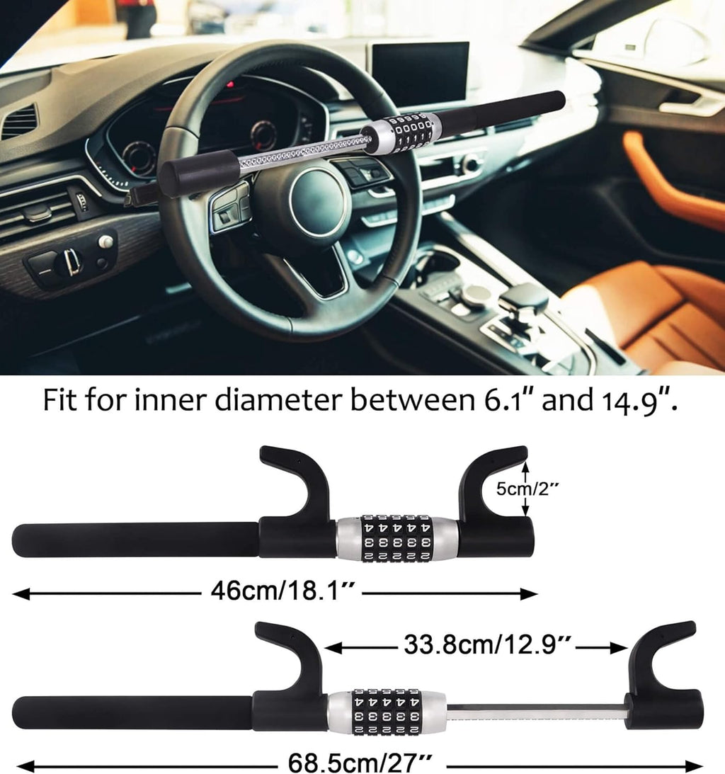 Steering Wheel Lock Anti Theft Extendable Heavy Duty Universal Car Truck SUV I6810