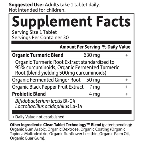 30 Tablets Turmeric Joints & Mobility Support 500mg Curcumin Black Pepper Organic Herbal Supplements E117