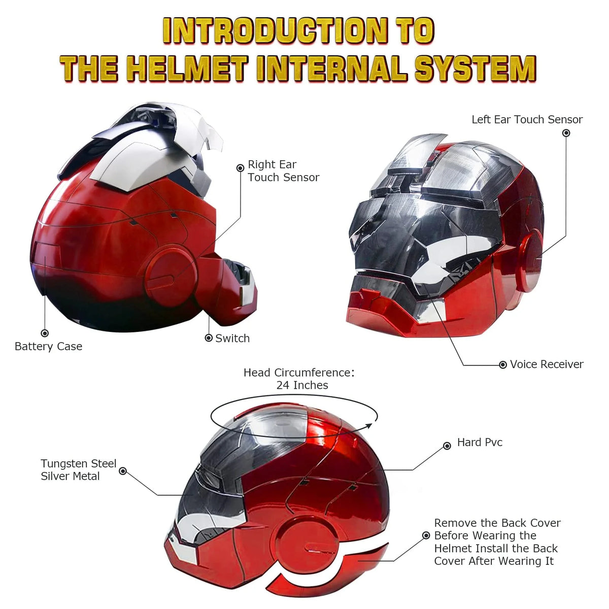 Silver Electronic Iron Man Helmet Mask with LED Eyes B43948