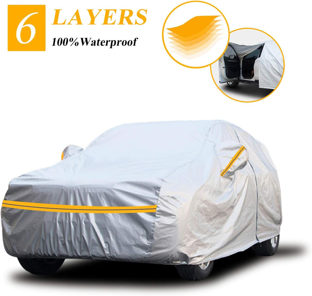 SUV Car Cover Waterproof All Weather 6 Layers with Zipper Cotton B56086