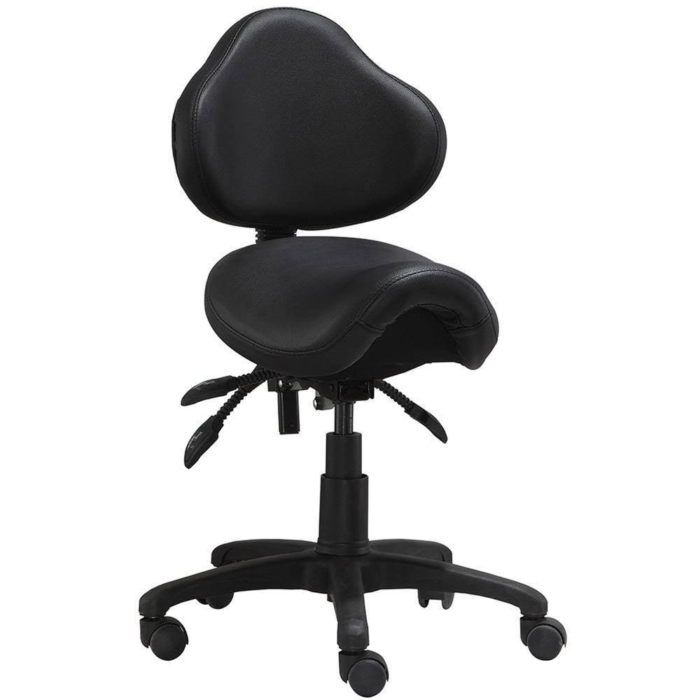 Rolling Saddle Stool with Adjustable Height and Backrest F5194