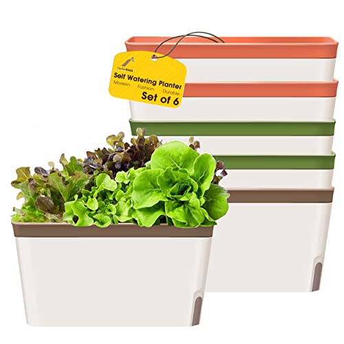 Self Watering Planter Pots Window Box Set of 6 Green E527