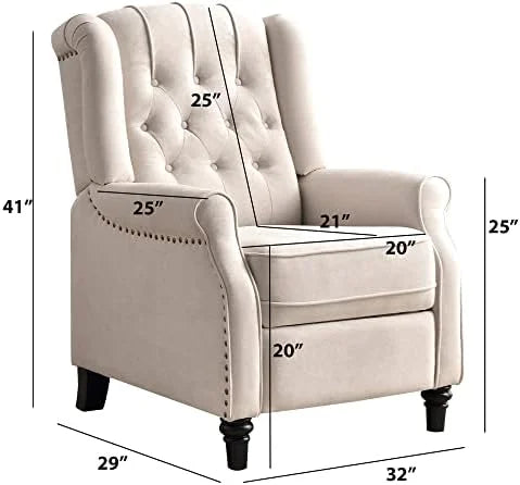 White Fabric Push Back Recliner Chair Y511