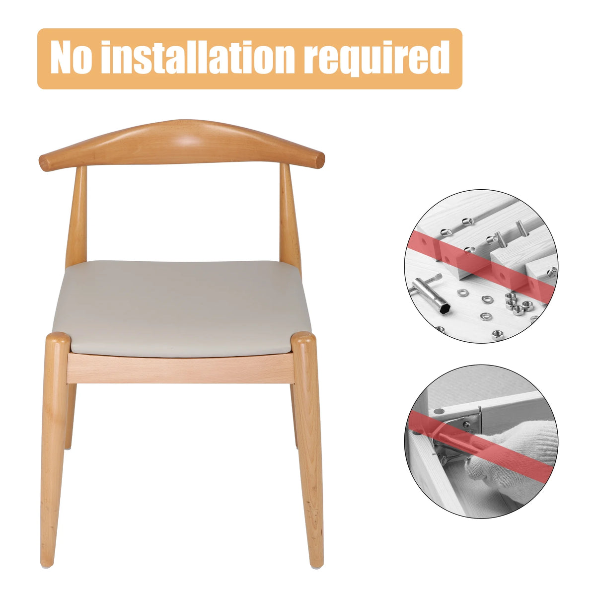 4 Pcs Mid-Century Dining Chair with Faux Leather Seat S57671