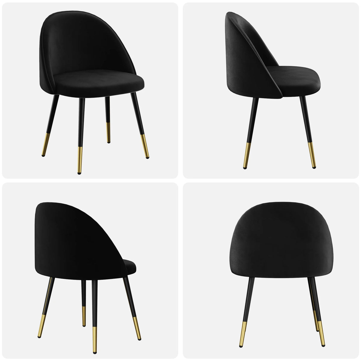Black Velvet Upholstered Dining Chairs Set of 4 Y450