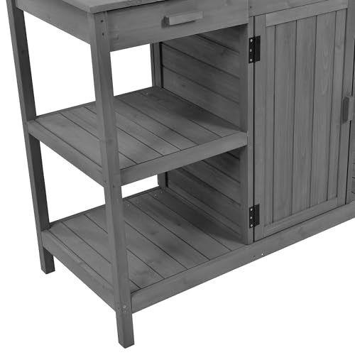 66" Wooden Potting Bench with Drawers Cabinet and Shelves K814