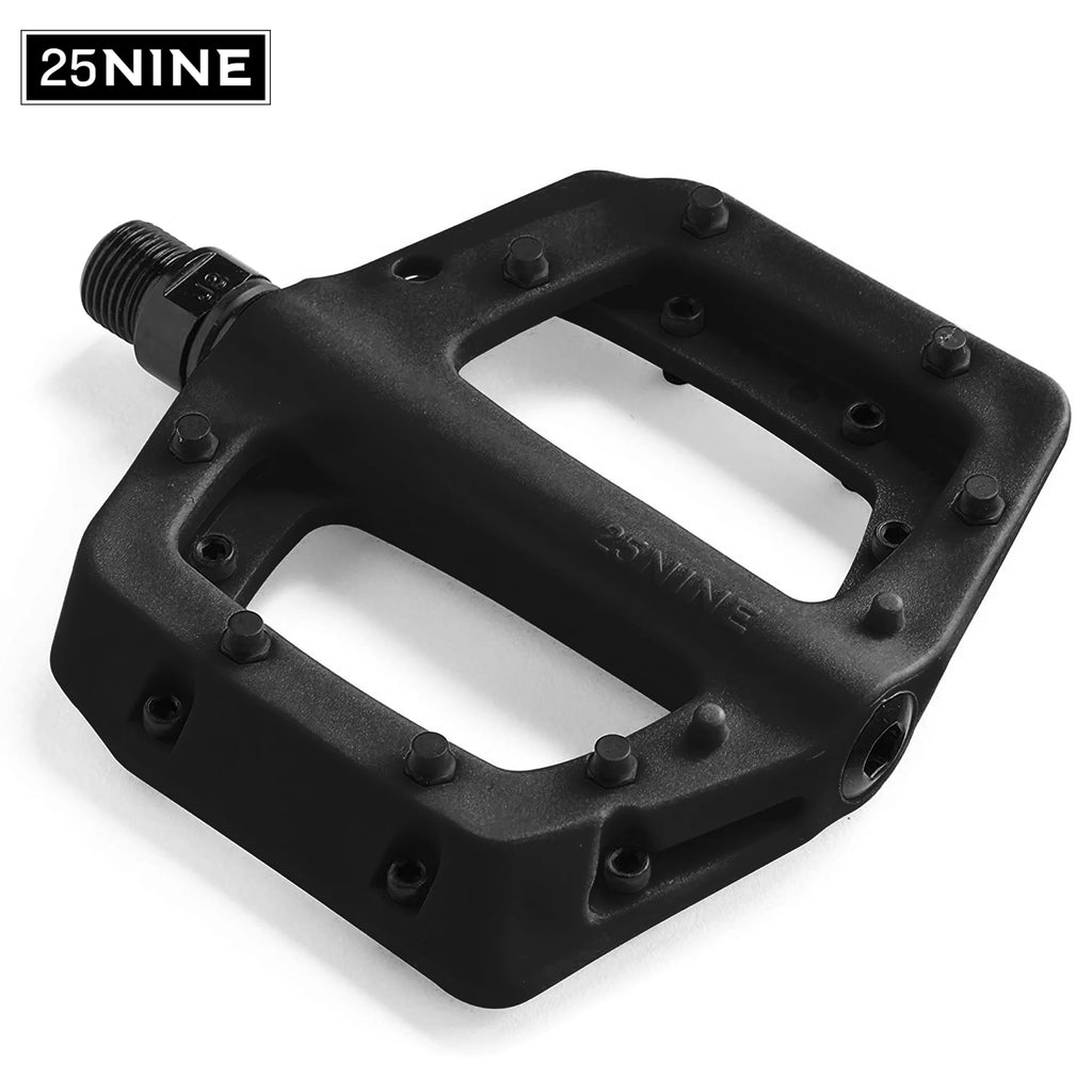 Black Flat Bike Pedals with Metal Traction Pins J95548