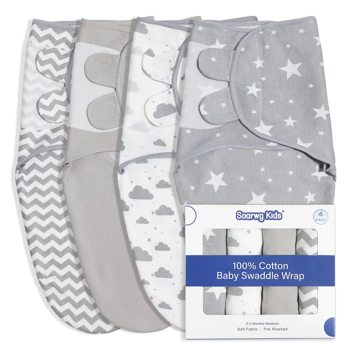 Organic Cotton Swaddle Blankets 4-Pack N416