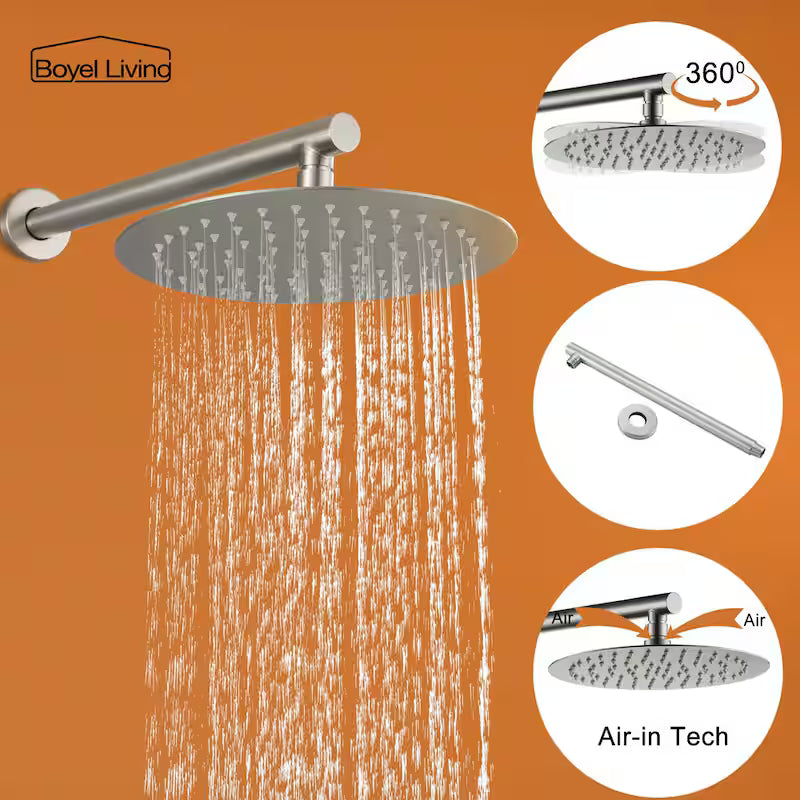 10 in. Wall Mount Dual Shower Heads with Valve in Brushed Nickel E97711