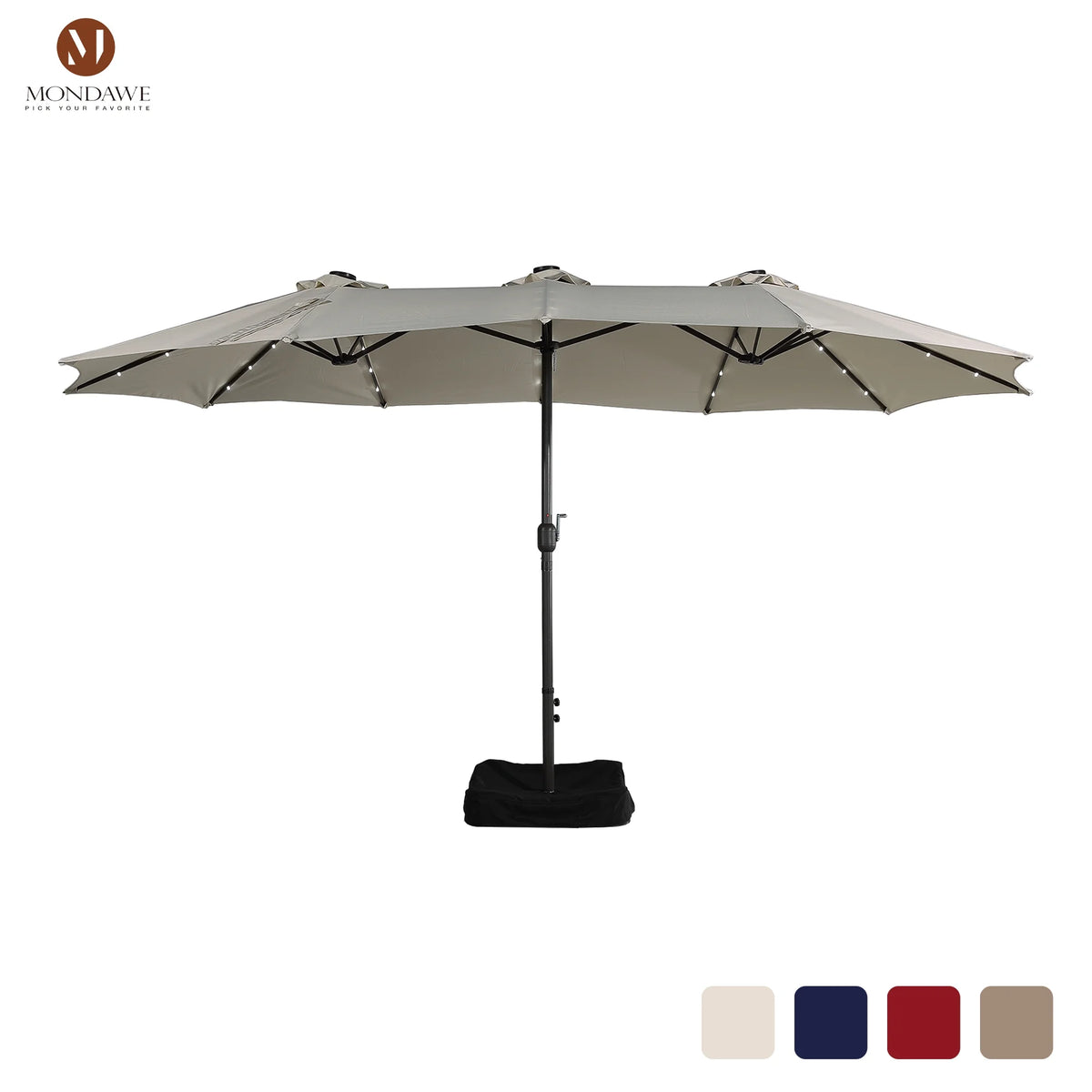 15ft Large Patio Umbrella with 36 LED Lights, Base Included X639