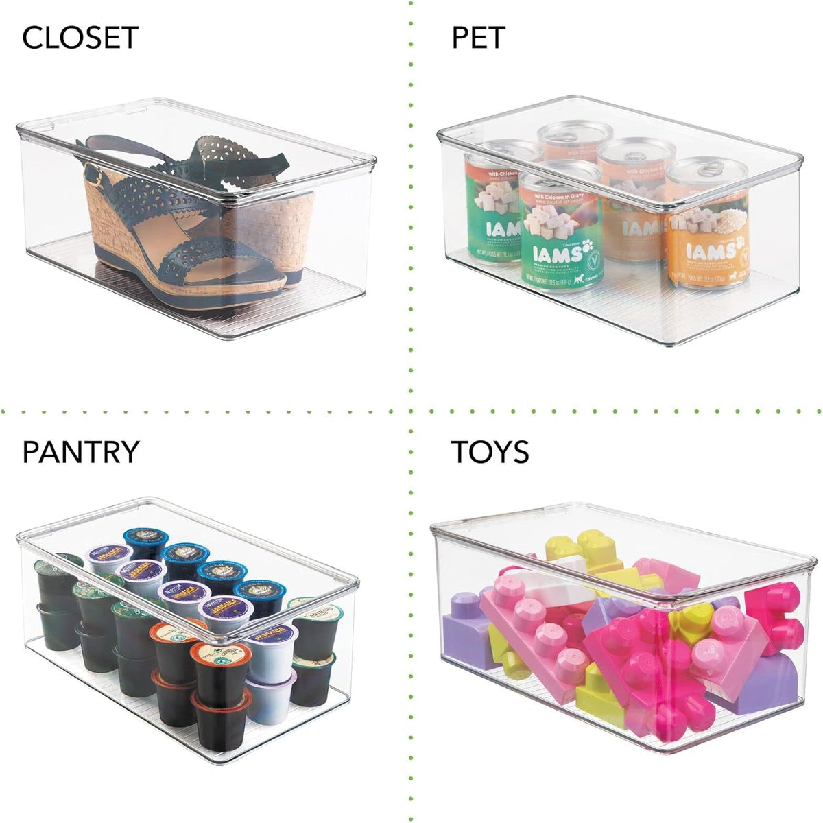Clear Plastic Storage Box with Lid, 6 Pack V2153