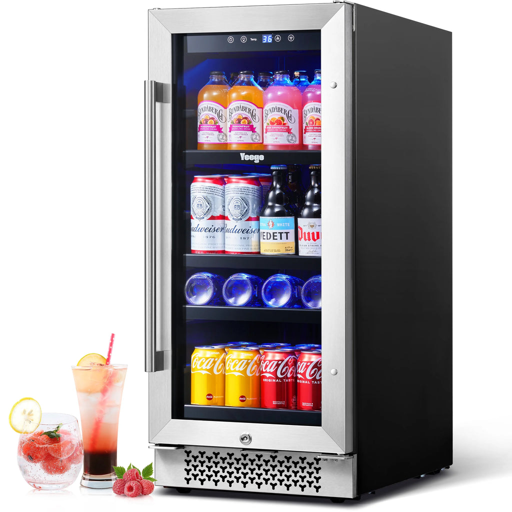15 Beverage Cooler 80 Cans Glass Door Lock J745593