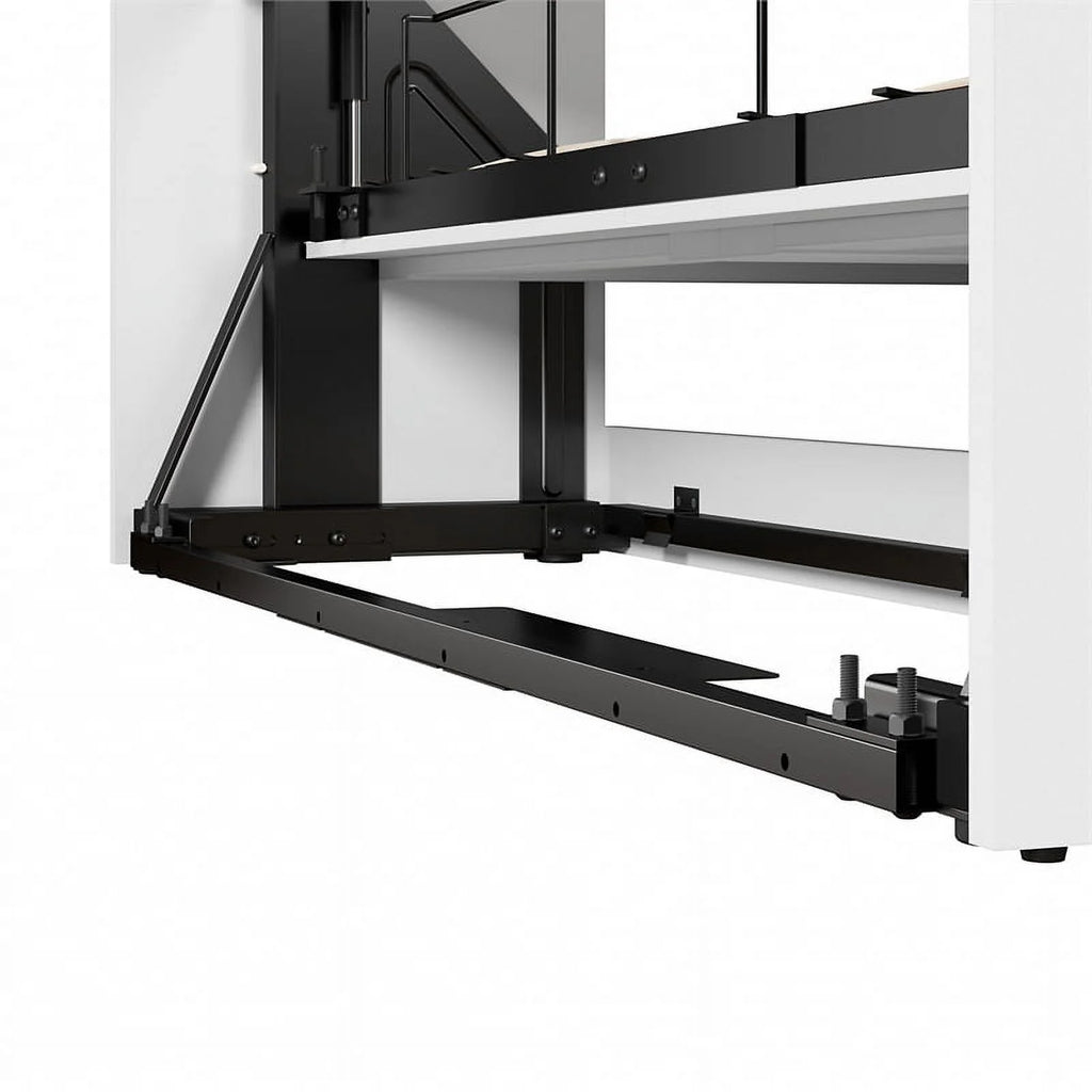 White Full Murphy Bed with Closet Storage J2493