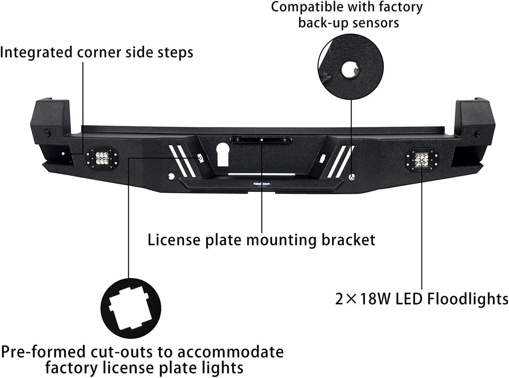Tacoma Rear Bumper w/Sensor Holes + Front Bumper Kit L8058