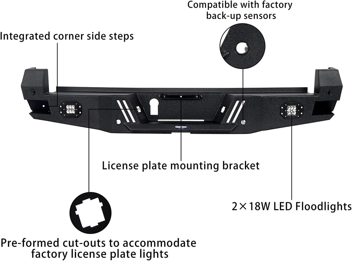 Tacoma Rear Bumper w/Sensor Holes + Front Bumper Kit L8058