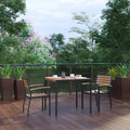 3-Piece Metal Aluminum Teak Patio Table and Chair Set C783783