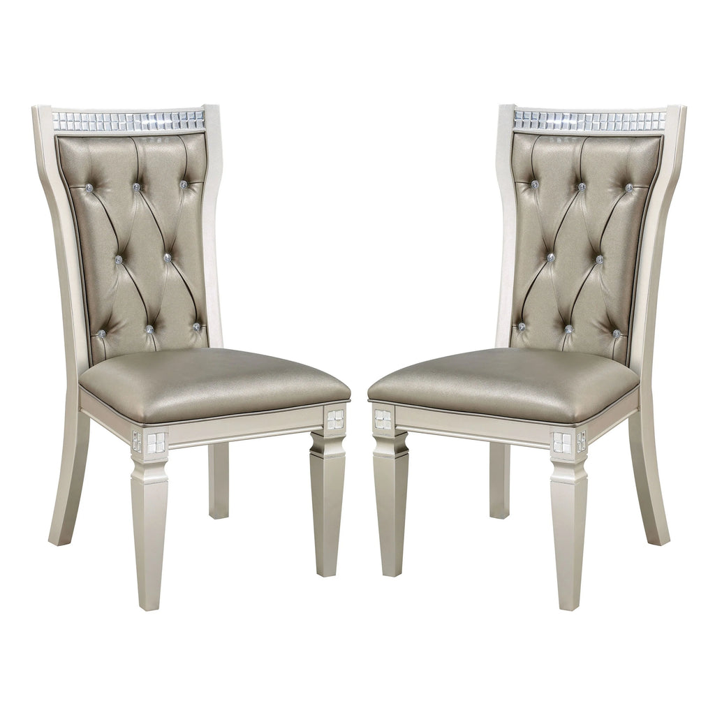Faux Leather Tufted Side Chair Set of 2 N6612