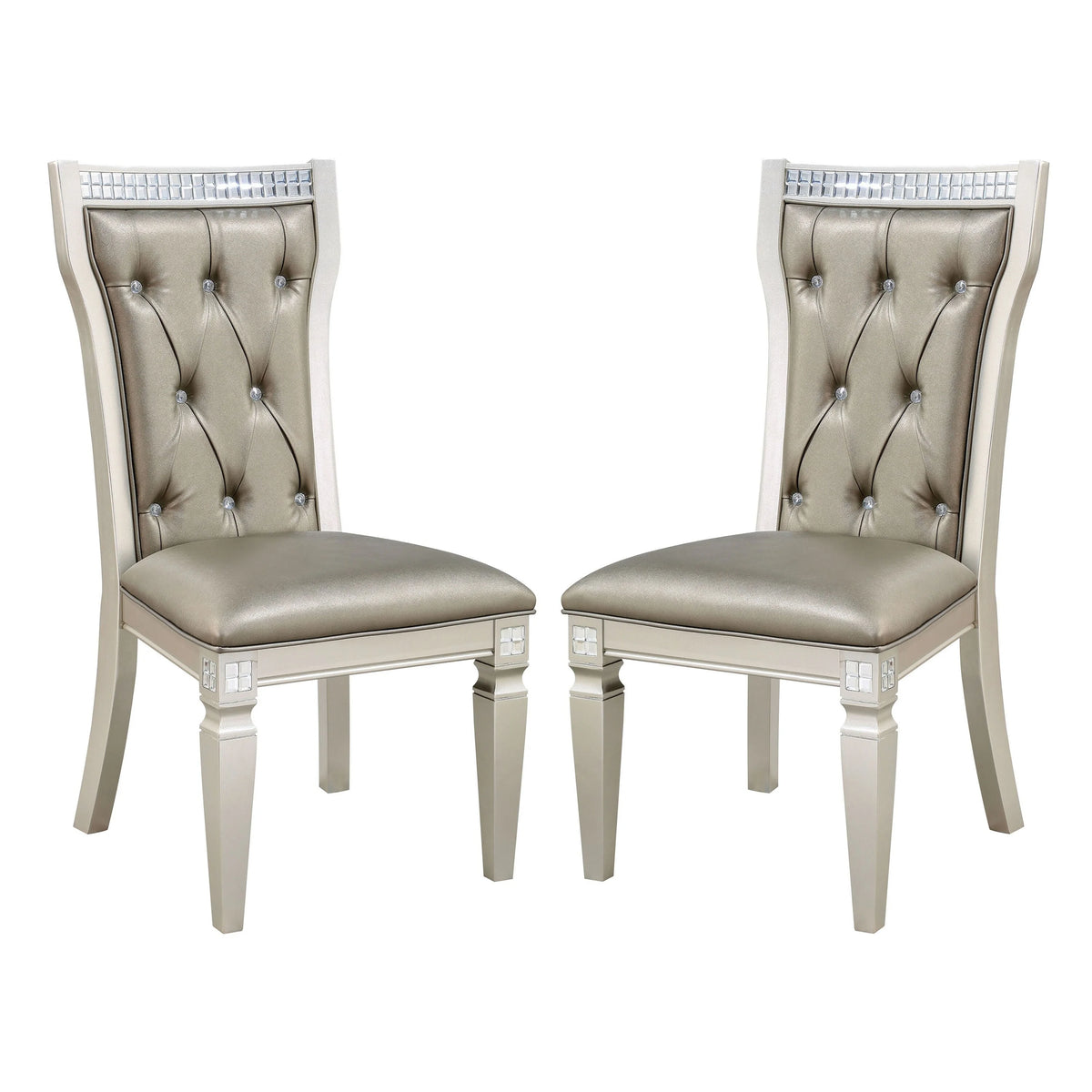 Faux Leather Tufted Side Chair Set of 2 N6612