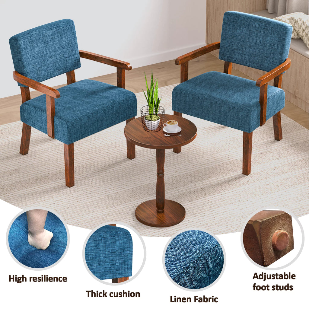 Set of 2 Blue Upholstered Accent Armchairs X57788