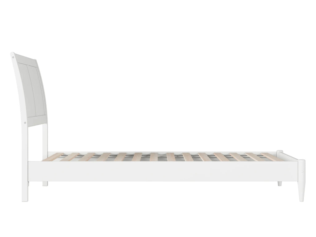 White Twin XL Solid Wood Sleigh Platform Bed R8830