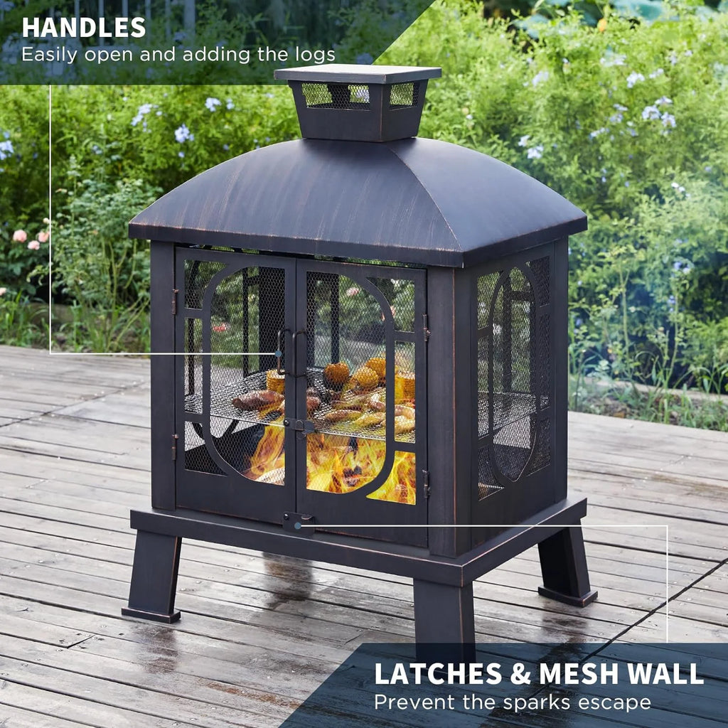 45 Inch Wood Burning Fire Pit with Grill Grate P8815
