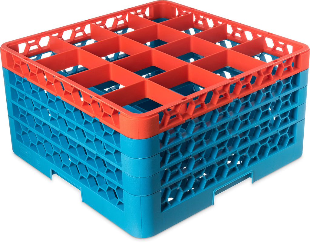 16 Compartment Orange Glass Rack with 4 Extenders K22577