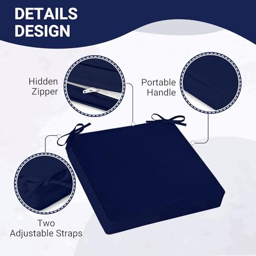 Waterproof Outdoor Chair Cushions Set of 4, 19" x 19" x 3" Non-Slip Dark Grey R213
