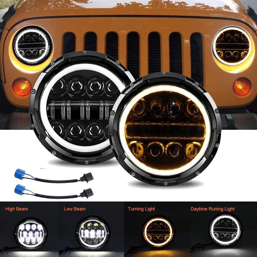 90-97 Mazda Miata MX5 Pair Full LED Headlight Halo Angel Eye White DRL Amber Turn High Low Beam Pack of 2 A788043