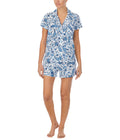 Short Sleeve Knit Notch Collar Boxer PJ Set Paisley V136