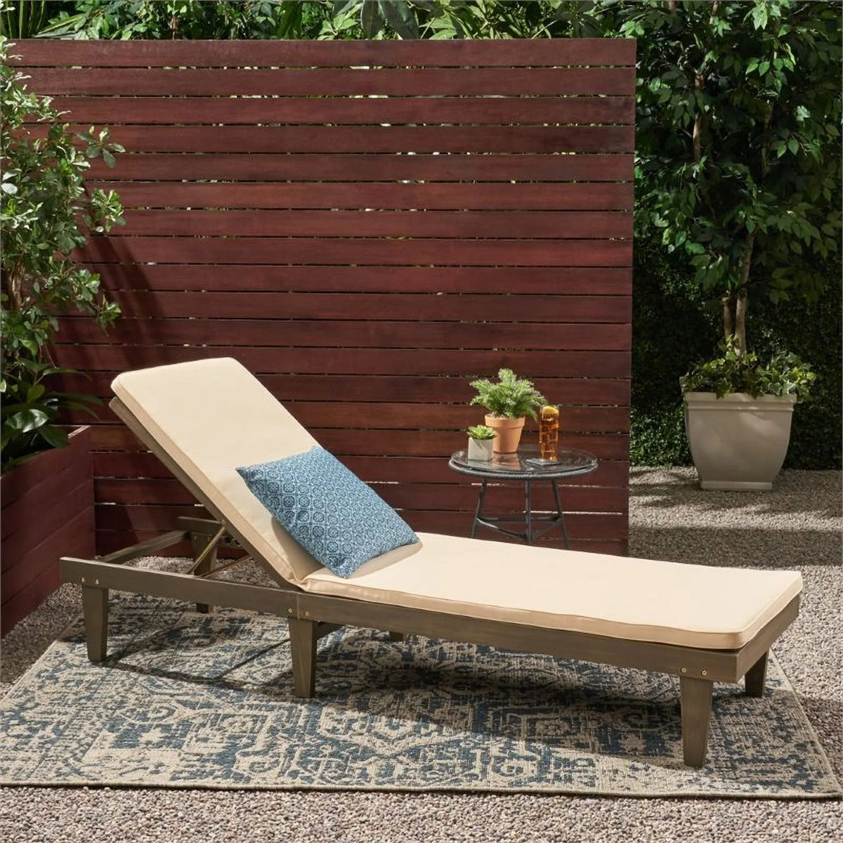 Acacia Wood Chaise Lounge S7917