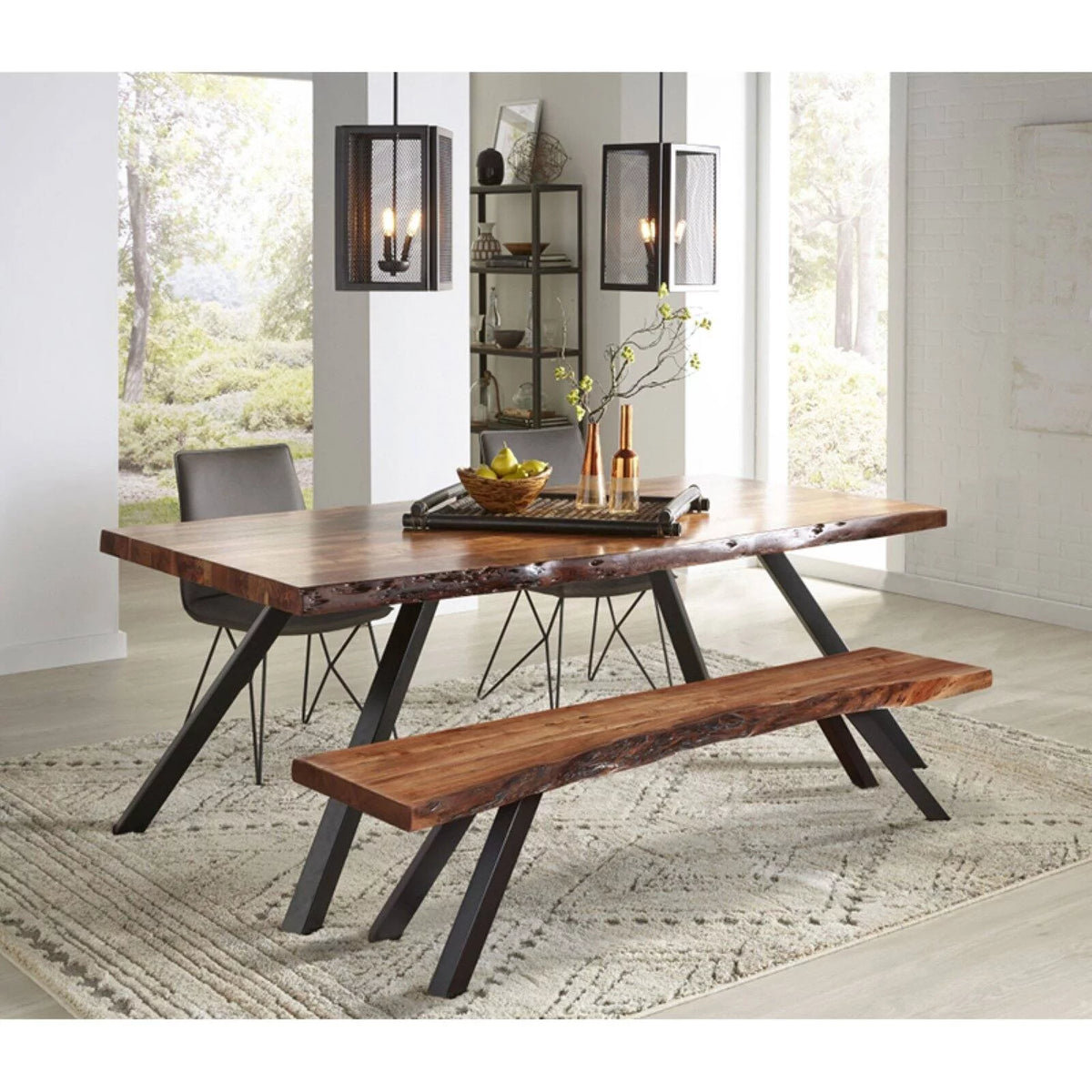 Solid Wood Dining Bench in Natural Acacia Q94590