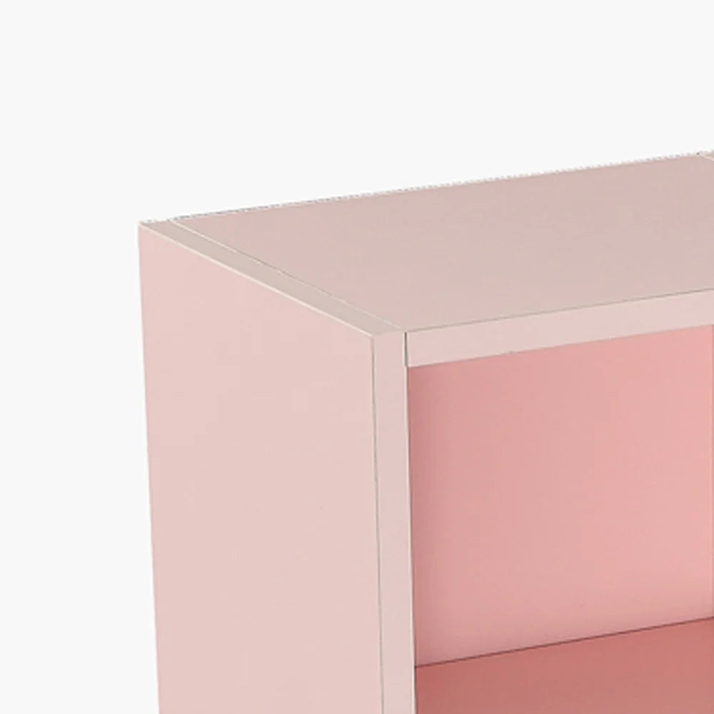 Pink 8-tier Wooden Bookshelf with Adjustable Shelves Q785626