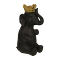 Black/Gold Polyresin Elephant with Crown W605