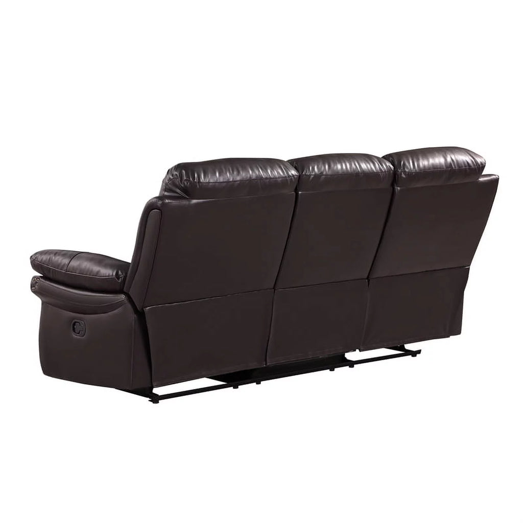 Brown 2-Piece Leather Sofa with Console Loveseat S26727