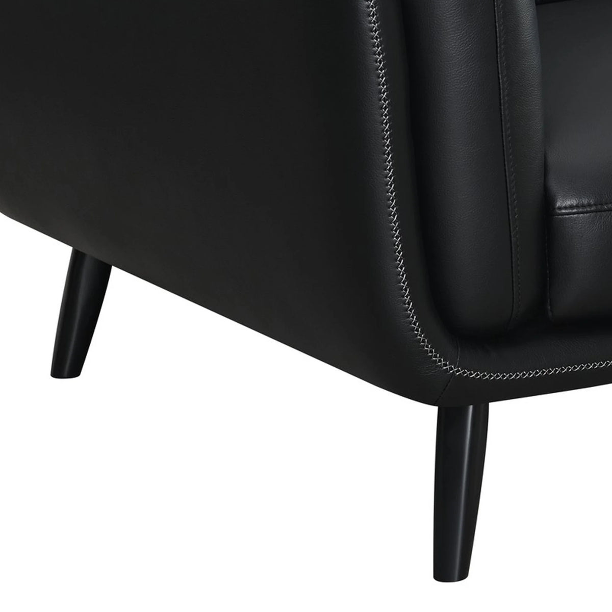 Black Faux Leather Loveseat V8731