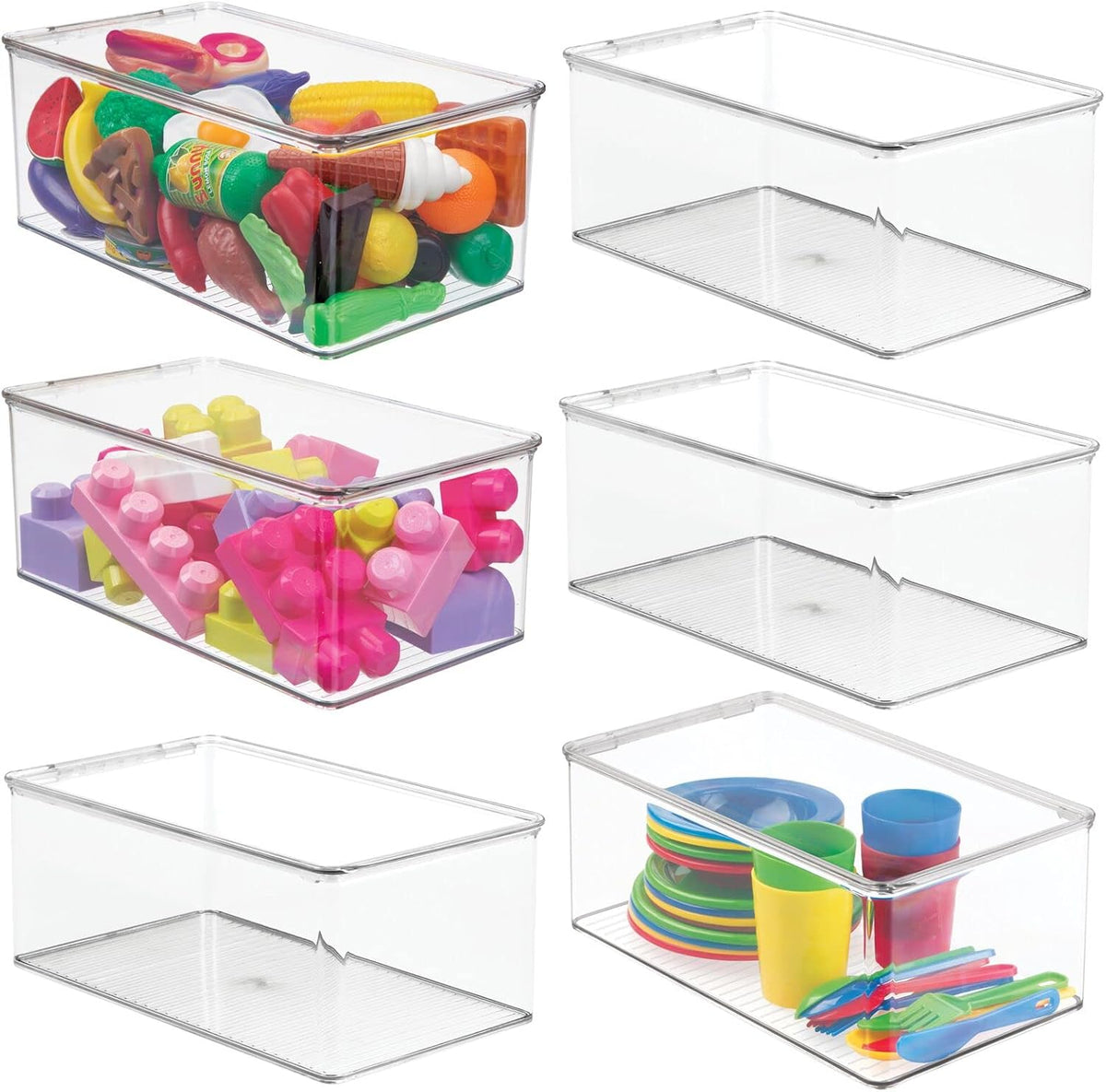Clear Plastic Storage Box with Lid, 6 Pack V2153