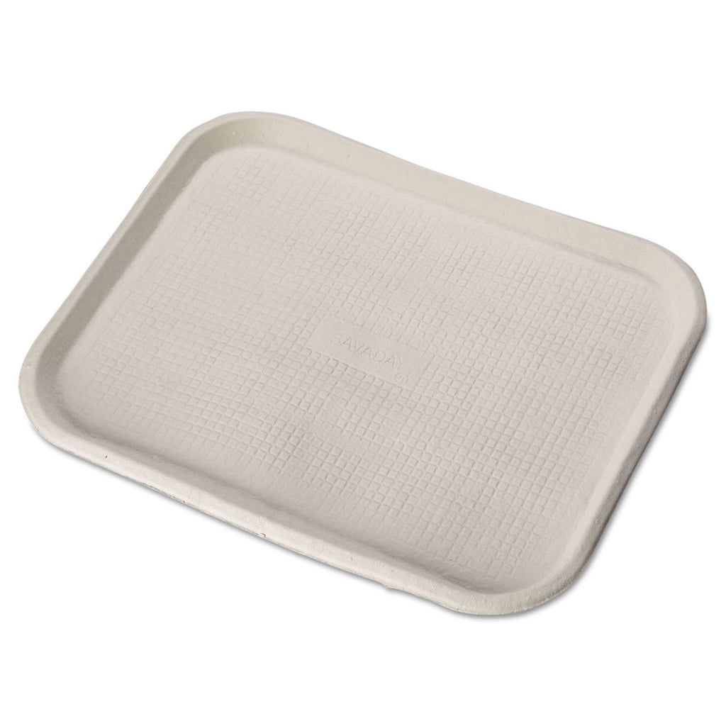 White Molded Fiber Food Trays, 14 x 18, Rectangular, 100/Cart B160665