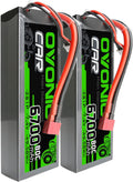 2S Lipo Battery 80C 6700mAh 7.4V Hard Case with Dean-Style T Connector for RC Car (2 Packs) C154