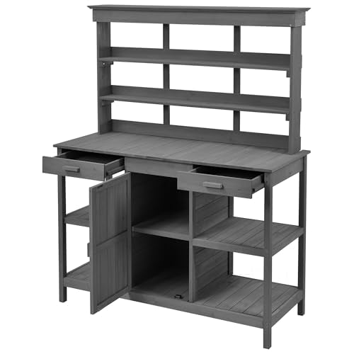 66" Wooden Potting Bench with Drawers Cabinet and Shelves K814