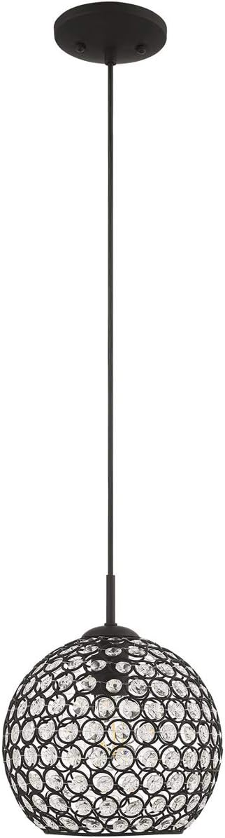 Black Finish Mini Pendant with Clear Crystal H454