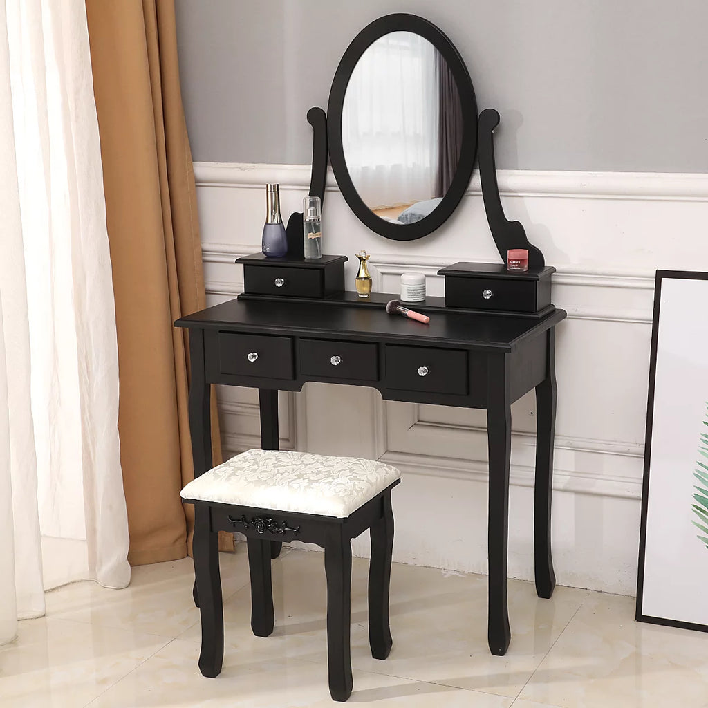 Wood Vanity Set Makeup Dressing Table Q631124