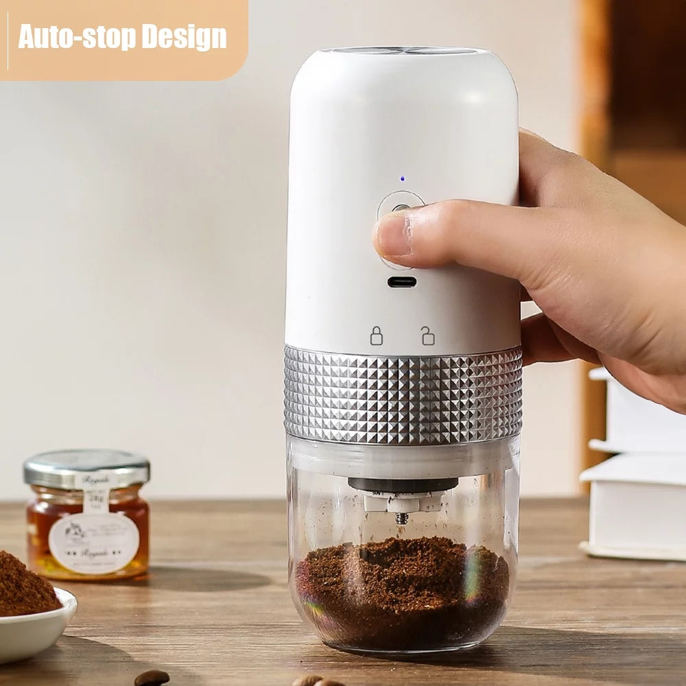 Portable Electric Burr Coffee Grinder, Ceramic Grinding Core, Adjustable, USB Rechargeable T4551