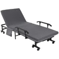 Folding Bed with 3.25" Mattress and Metal Frame on Wheels, Dark Grey O356571